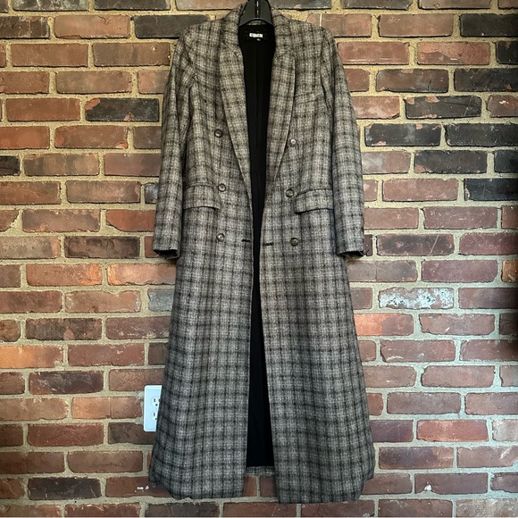 Reformation Hackney Long Coat Gray Plaid Size X Small Long Sleeve - Picture 5 of 8